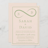 Blush and Sage Infinity Wedding Minimalist Modern Kaart (Voorkant / Achterkant)
