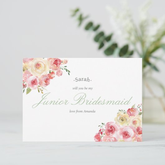 Blush and Sage Weddenschap word m'n Junior Bridesm Kaart (Staand voorkant)