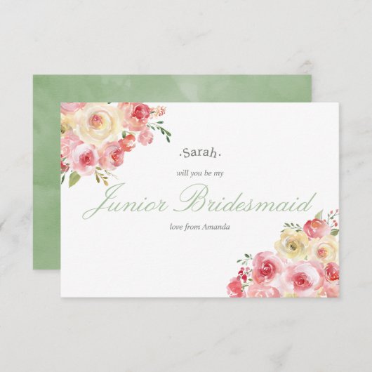 Blush and Sage Weddenschap word m'n Junior Bridesm Kaart (Voorkant / Achterkant)