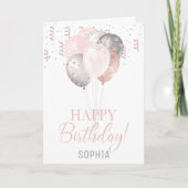 Blush and Silver Balloons Birthday  (Voorkant)