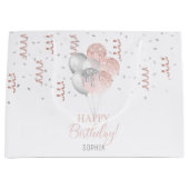 Blush and Silver Balloons Birthday  Groot Cadeauzakje (Voorkant)