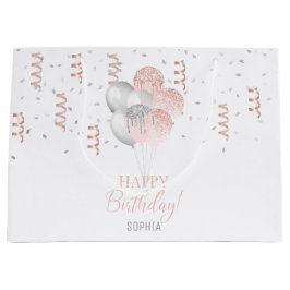 Blush and Silver Balloons Birthday  Groot Cadeauzakje