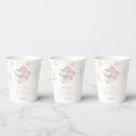 Blush and Silver Balloons Birthday  Papieren Bekers