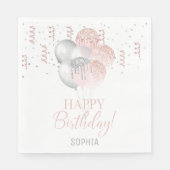 Blush and Silver Balloons Birthday Servet (Voorkant)