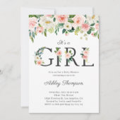 Blush and White Flowers Het is een meisje Baby sho Kaart (Voorkant)