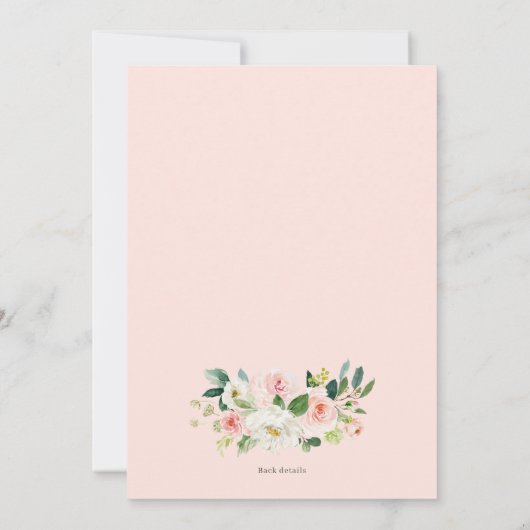 Blush and White Flowers Het is een meisje Baby sho Kaart (Achterkant)
