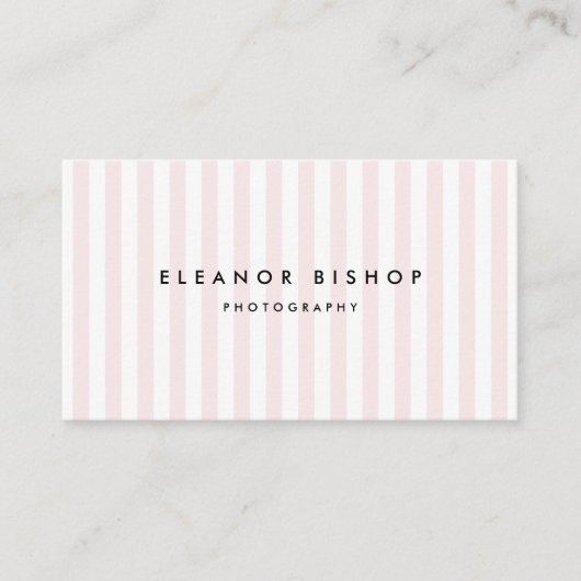 Blush and White Pinstripes Pattern Modern Visitekaartje (Voorkant)