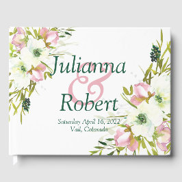Blush and white waterverf floral bruiloft gast gastenboek