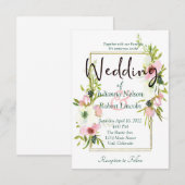 Blush and white waterverf floral bruiloft invitata kaart (Voorkant / Achterkant)