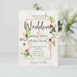 Blush and white waterverf floral bruiloft invitata kaart