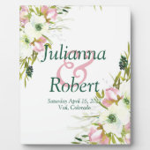 Blush and white waterverf floral bruiloft plaque fotoplaat (Voorkant)