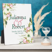 Blush and white waterverf floral bruiloft plaque fotoplaat (Zijkant)