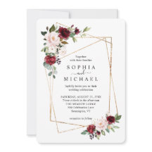 Blush and Wine Floral Gold Geometric Shape Weddens