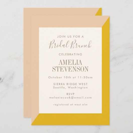 Blush and Yellow Bold Geometric Bridal Brunch Kaart (Voorkant / Achterkant)