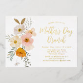 Blush and Yellow Floral Moederdag Brunch Folie Uitnodiging (Voorkant)