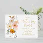 Blush and Yellow Floral Moederdag Brunch Folie Uitnodiging (Staand Voorkant)