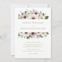 Blush Anemone Boeket bruiloft uitnodiging