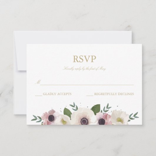 Blush Anemone Boeket RSVP-kaart RSVP Kaartje (Voorkant)