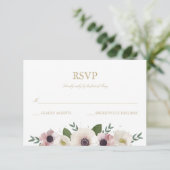 Blush Anemone Boeket RSVP-kaart RSVP Kaartje (Staand voorkant)