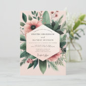 Blush Anemone Botanical Wedding Kaart (Staand voorkant)