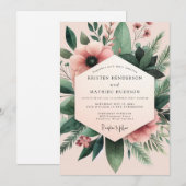 Blush Anemone Botanical Wedding Kaart (Voorkant / Achterkant)