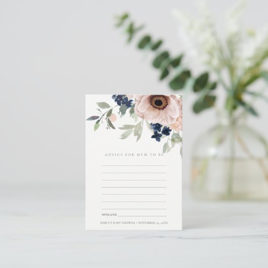 Blush Anemone Floral Advisate for Mum Baby shower  Informatiekaartje (Staand voorkant)
