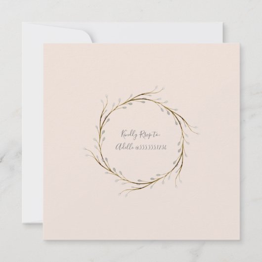 Blush Anemone Twig Fern Eucalyptus Birthday Party Kaart (Achterkant)