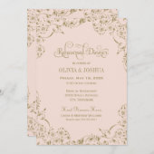  Blush Antiek Bloei Repetitie Diner Kaart (Voorkant / Achterkant)