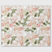 Blush Antiek Redouté Rozen op wit patroon Cadeaupapier (Vlak)