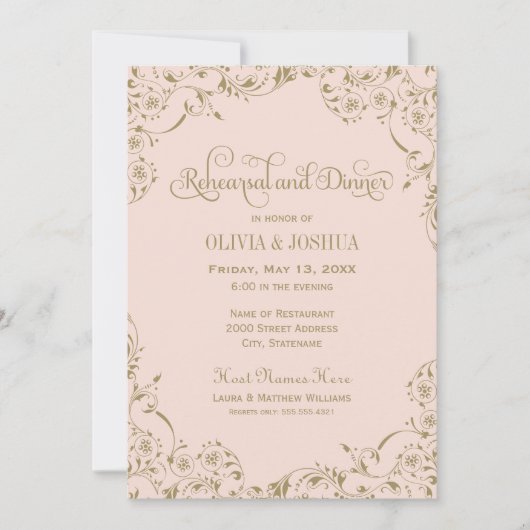 Blush Antiek Vlaams repetitief Dinner Kaart (Voorkant)