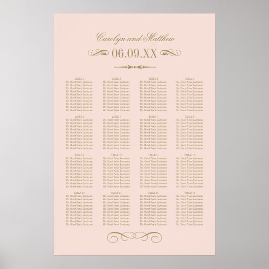  Blush Antiek Vlaamse bruiloft Zitzitting Poster (Voorkant)