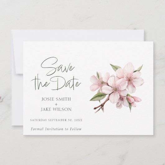 Blush Apple Blossom Sla de datum op Save The Date (Voorkant)