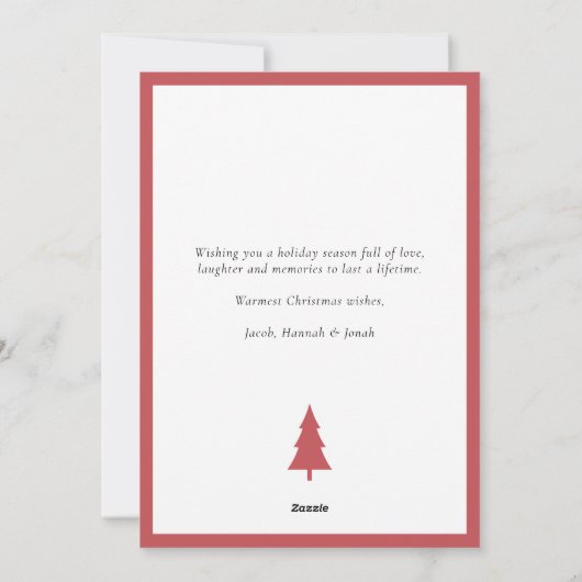 Blush Apple Red Gingham Plaid Foto Kerstmis Feestdagenkaart (Achterkant)