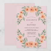 Blush Apricot Bladerige Trouw Kaart (Voorkant / Achterkant)