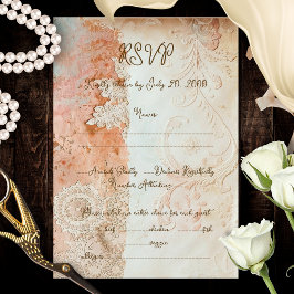 Blush Aqua Barok Kant RSVP Kaartje