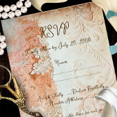 Blush Aqua Barok Kantwerk RSVP Kaartje