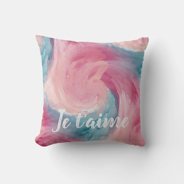 Blush Aqua Je Taime Abstract Kussen (Voorkant)