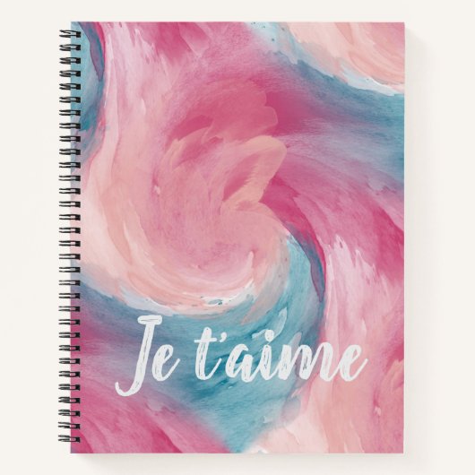 Blush Aqua Je Taime Abstract Notitieboek (Voorkant)