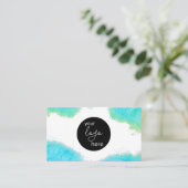 Blush Aqua Waterverf Aangepaste Logo QR-code Visitekaartje (Staand voorkant)