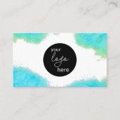 Blush Aqua Waterverf Aangepaste Logo QR-code Visitekaartje (Voorkant)