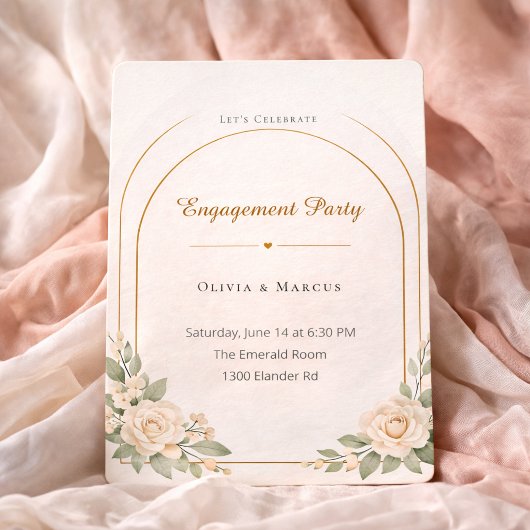 Blush Arch Engagement Style Invitation Kaart