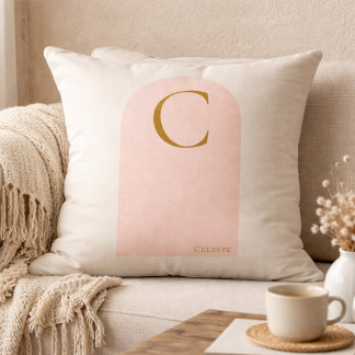Blush Arch Monogram Throw Pillow Kussen