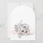 Blush Arch Waterverf met Elegant Black Line Flor Kaart (Achterkant)
