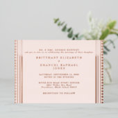 Blush Art Deco bruiloft Roos Gold Folie Uitnodiging (Staand Voorkant)