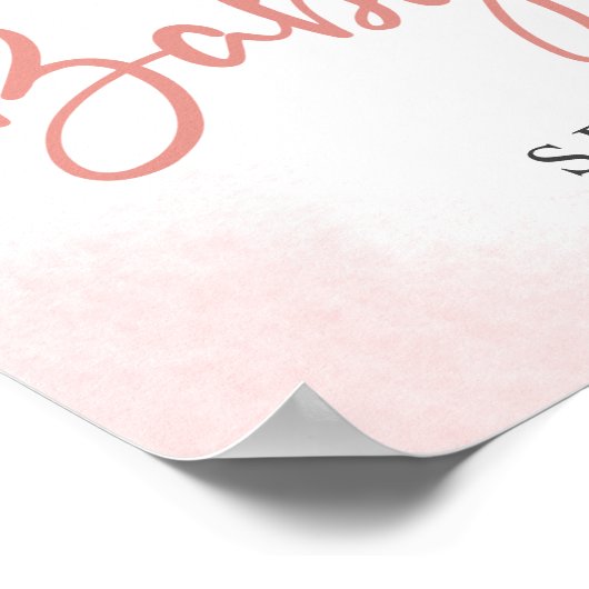 Blush Baby Elephant Girl Baby shower Welkomstteken Poster (Hoek)