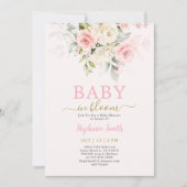 Blush Baby in Bloom Baby shower Meisje Invitation Kaart (Voorkant)
