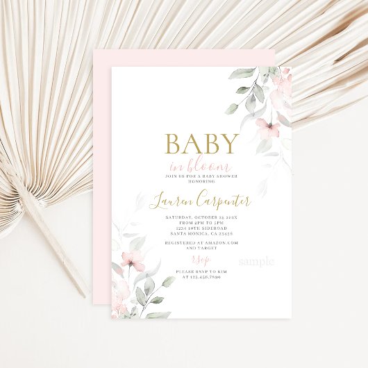 Blush Baby in Bloom Baby shower Meisje Kaart