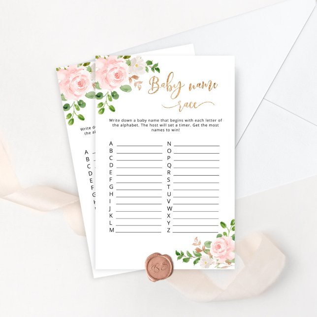 Blush baby name race baby shower game (Creator heeft geüpload)