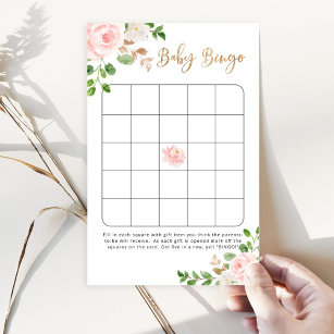 Blush baby shower bingo game