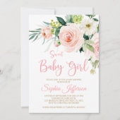 Blush Baby shower Flowers Uitnodiging (Voorkant)